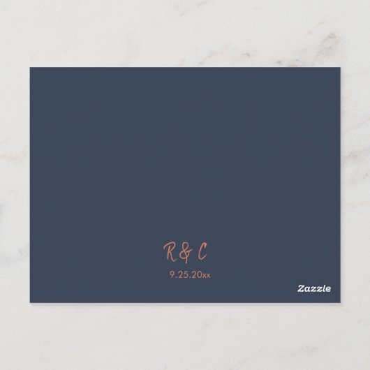 Minimalistische Navy Roos Gold Calligrafie Reactie Briefkaart (Achterkant)