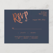 Minimalistische Navy Roos Gold Calligrafie Reactie Briefkaart (Voorkant)