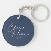 Minimalistische Navy Trouw Sleutelhanger Favor (Achterkant)