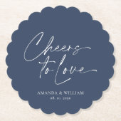 Minimalistische Navy Trouwpapier Onderzetter (Voorkant)