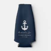 Minimalistische Navy & Witte Aangepaste Echtpaar N Flesjeskoeler (Voorkant)