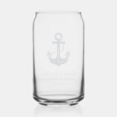 Minimalistische Navy & Witte Aangepaste Naam Anker Blikvorm Glas (Achterkant)