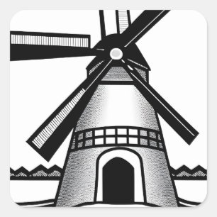 Minimalistische Nederlandse windmolen Vierkante Sticker