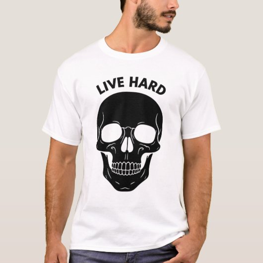 Minimalistische Neon Glow Skull T-Shirt – Live Har (Voorkant)