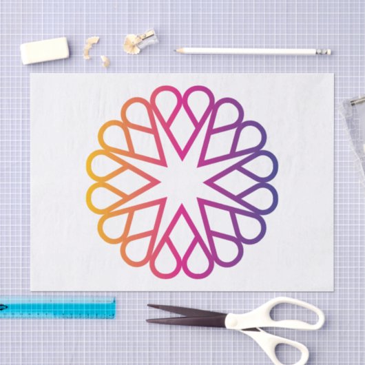 Minimalistische Neon Gradiënt Radiale Bloem Tissuepapier (Craft)