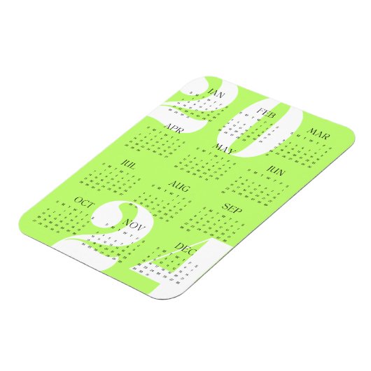 Minimalistische Neon Groen Wit Zwart  2024 Agenda Magneet (Linkerzijde)
