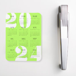 Minimalistische Neon Groen Wit Zwart  2024 Agenda Magneet