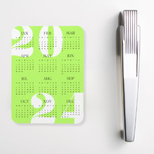 Minimalistische Neon Groen Wit Zwart 2024 Kalende Magneet