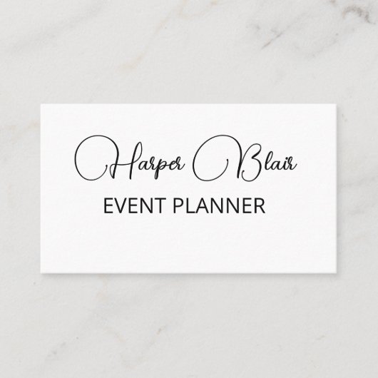 Minimalistische nep-gouden script evenementen plan visitekaartje (Voorkant)