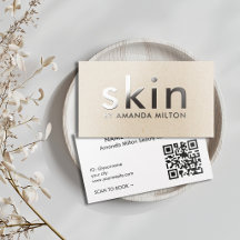 Minimalistische nep-kraft beige vette QR-code Huid
