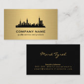 Minimalistische nepgouden metalen skyline visitekaartje (Voorkant / Achterkant)