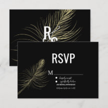 Minimalistische nepgouden veer boheemse RSVP