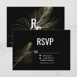 Minimalistische nepgouden veer boheemse RSVP Kaart