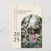 Minimalistische Neutral Arch Photo Graduation Part Kaart (Voorkant / Achterkant)