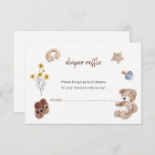 Minimalistische Neutral Baby shower Luier loterijk Kaart (Voorkant / Achterkant)