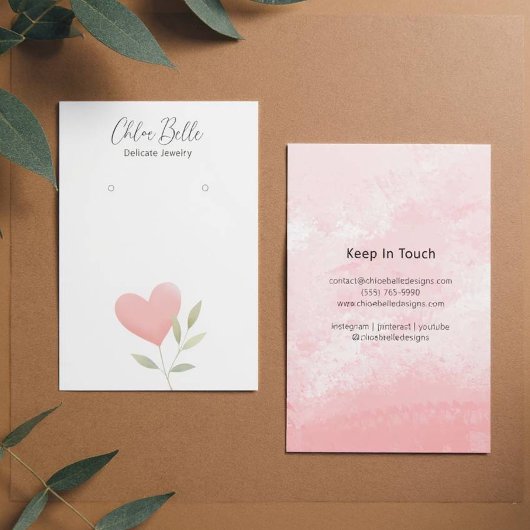 Minimalistische Neutral Foliage Heart Pattern Kaar Visitekaartje