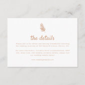 Minimalistische Neutral Palm Leaf Wedding Details Informatiekaartje (Voorkant)