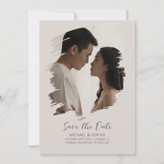Minimalistische Neutral Save the Date Modern Simpl (Voorkant)