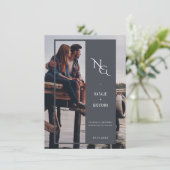 Minimalistische Neutral Scrapbook 4 Foto Save The Date (Staand voorkant)