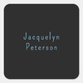 Minimalistische Neutral Zwart Blauw Elegante Moder Vierkante Sticker (Voorkant)