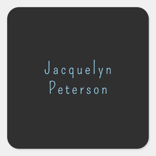 Minimalistische Neutral Zwart Blauw Elegante Moder Vierkante Sticker (Voorkant)