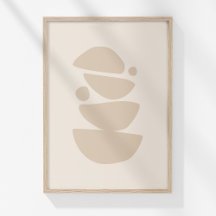 Minimalistische neutrale abstracte vormen muurkuns