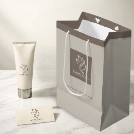 Minimalistische neutrale beige beauty giftzak medium cadeauzakje
