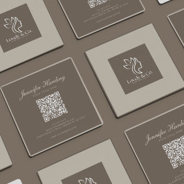 Minimalistische neutrale beige schoonheid QR-code  Vierkante Visitekaartje