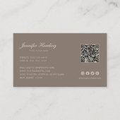 Minimalistische neutrale beige schoonheid QR-code Visitekaartje (Voorkant)