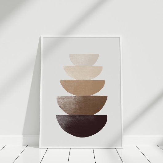 Minimalistische neutrale gestapelde kommen muur ku poster