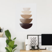 Minimalistische neutrale gestapelde kommen muur ku poster (Thuiskantoor)