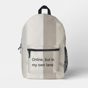 Minimalistische neutrale gestreepte online in mijn bedrukte rugzak