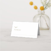 Minimalistische Neutrale Gouden Witte Trouwtafel Plaatskaartje (Voorkant)