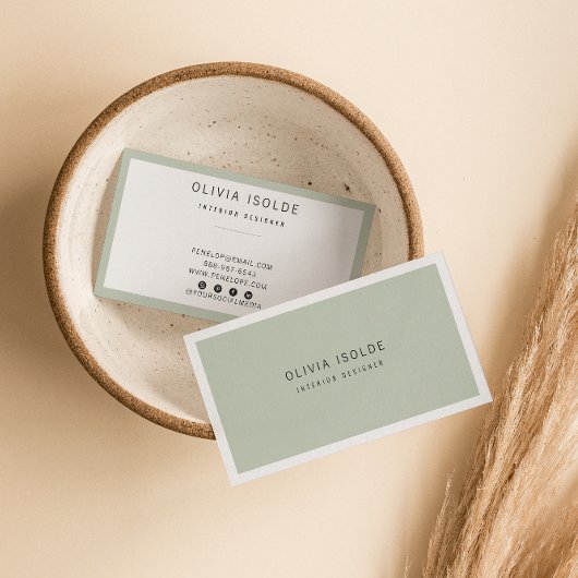 Minimalistische Neutrale Groene Moderne Boho Trend Visitekaartje