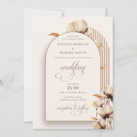 Minimalistische neutrale ivoor lichtbruine wilde b kaart (Voorkant)