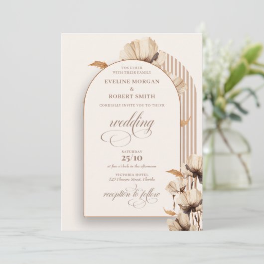 Minimalistische neutrale ivoor lichtbruine wilde b kaart (Staand voorkant)