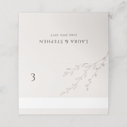 Minimalistische Neutrale Ivoor Tafel Plaats Kaart Plaatskaartje (Buitenkant ongevouwen)