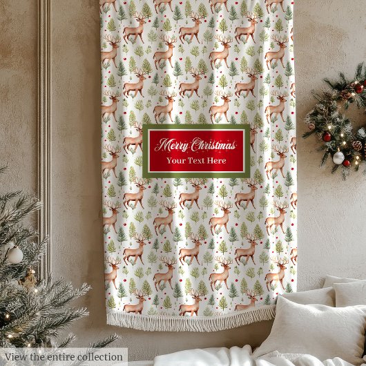 Minimalistische neutrale kleuren rendieren Kerstmi Fleece Deken