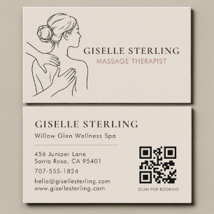 Minimalistische Neutrale Massage Therapeut QR Code Visitekaartje