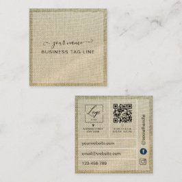| Minimalistische Neutrale Merk-Qr-Code Beige Linn Vierkante Visitekaartje