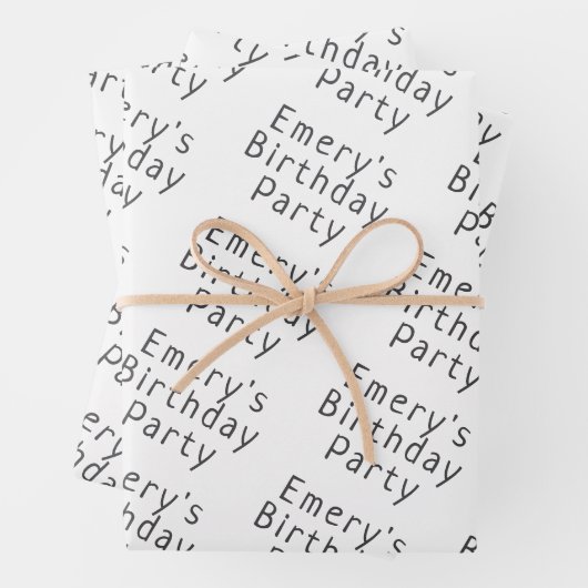 Minimalistische neutrale naam met gelukkige verjaa inpakpapier vel (In situ)