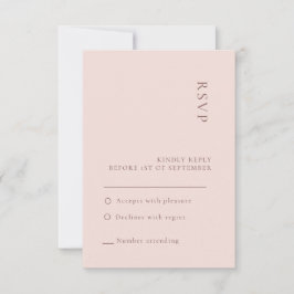Minimalistische neutrale roze trouw-RSVP kaart