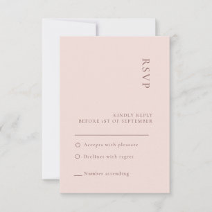 Minimalistische neutrale roze trouw-RSVP kaart