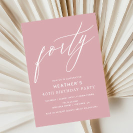 Minimalistische Neutrale Roze Veertig 40e Verjaard Kaart