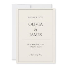Minimalistische Neutrale Save The Date Kaarten