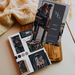 Minimalistische Neutrale Scrapbook 4 Foto Save The Date