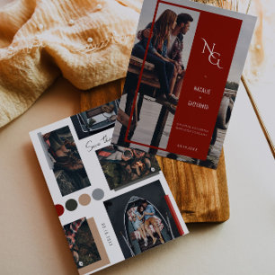Minimalistische Neutrale Scrapbook 4 Foto Save The Date
