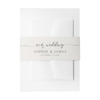 Minimalistische Neutrale Trouwdag Uitnodigingen Wikkel