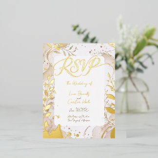 Minimalistische neutrale waterverf folie RSVP uitn Uitnodiging Briefkaart