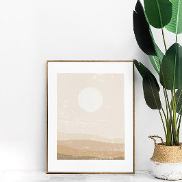Minimalistische neutrale zonsondergang landschap m poster